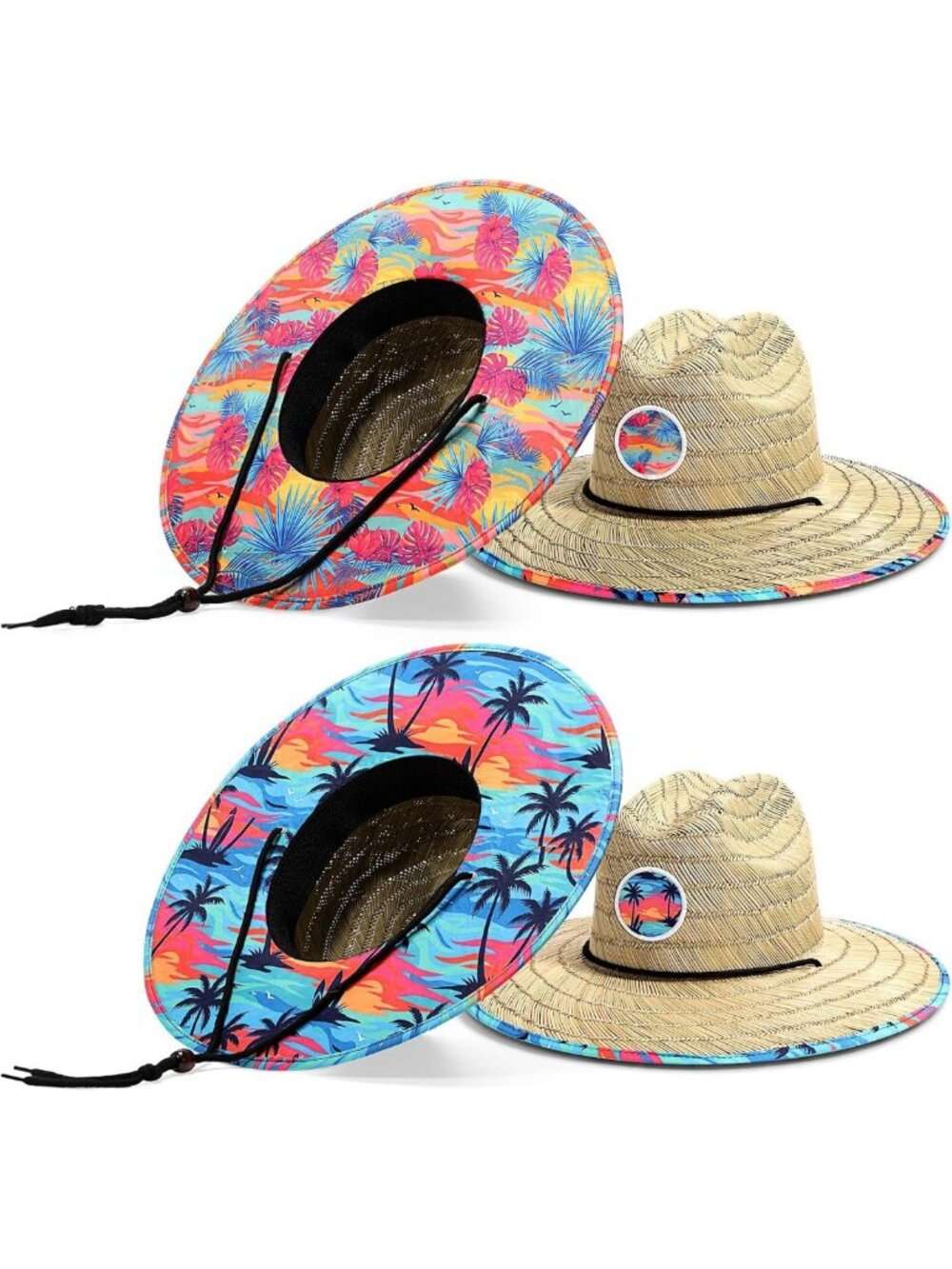 2 Pack Straw Sun Hats for Women Men